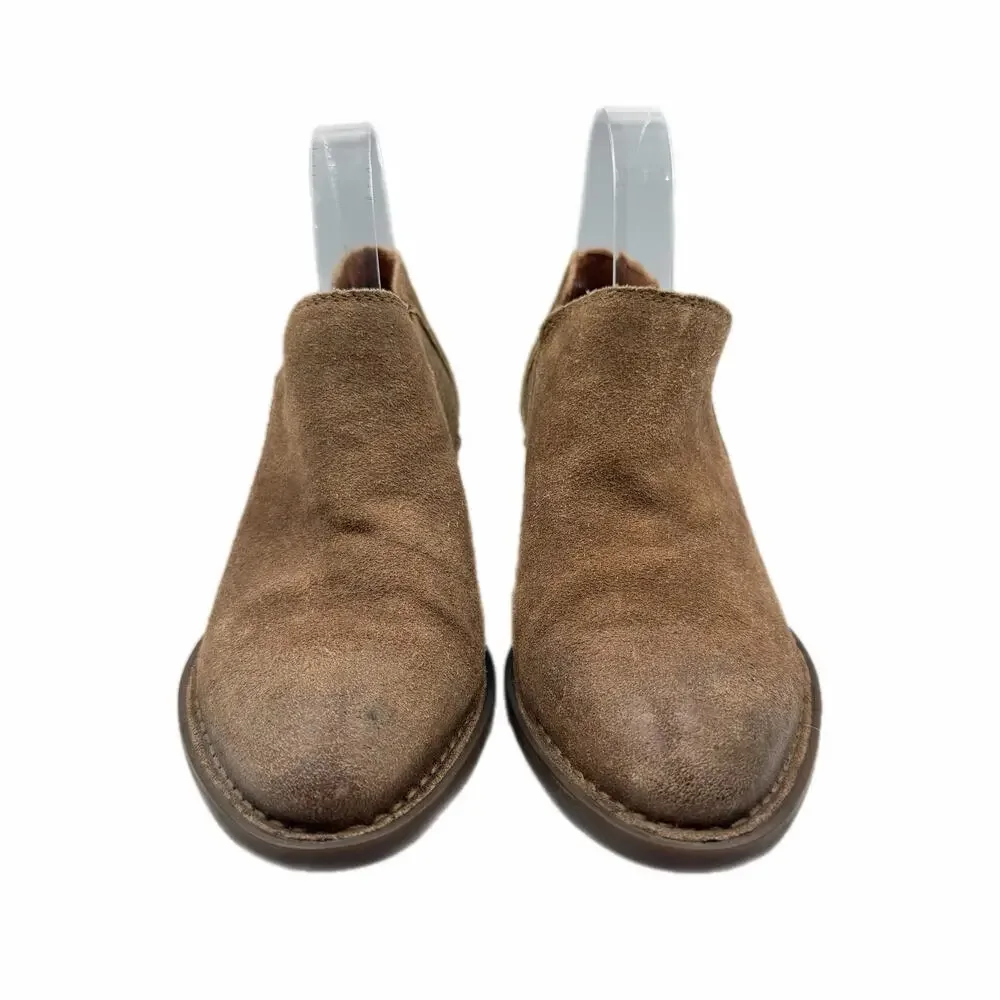 Born NWOB Dallia Pull On Block Heel Suede Distressed Brown Low Ankle Booties - Picture 5 of 10